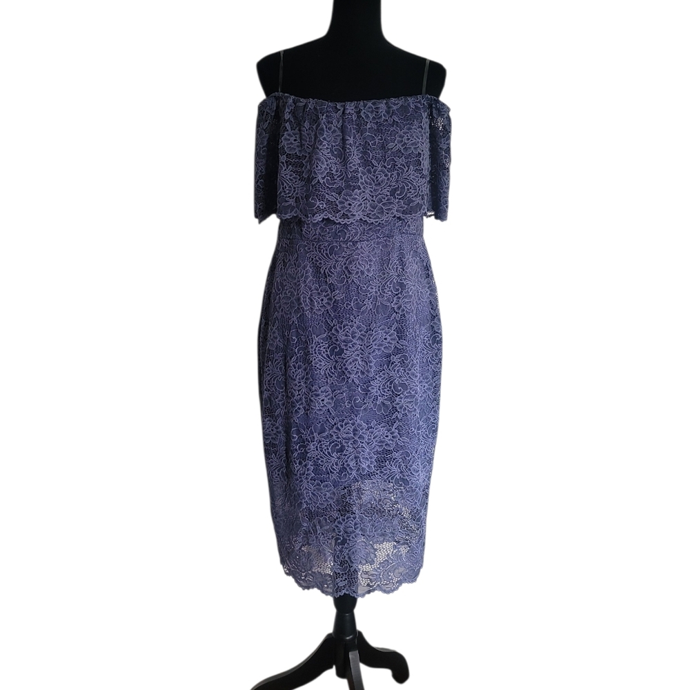 Charlotte Russe Lavender Lace Off-Shoulder Midi Dress